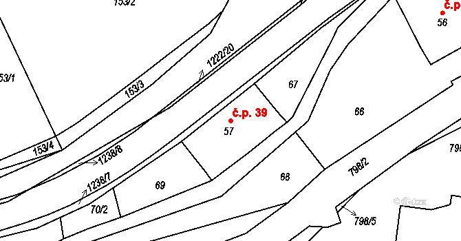 Heřmanice 39 na parcele st. 57 v KÚ Heřmanice u Frýdlantu, Katastrální mapa