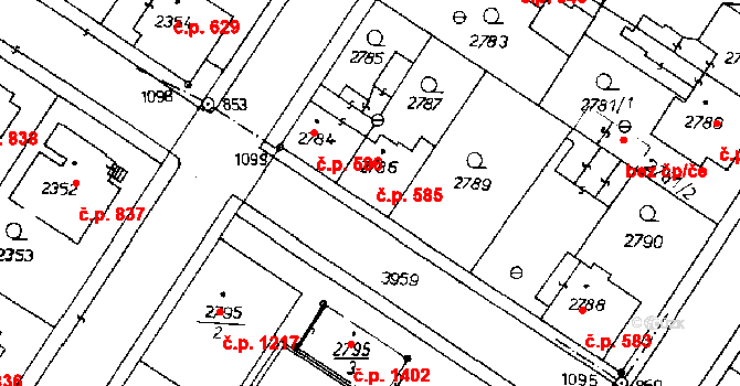Poděbrady III 585, Poděbrady na parcele st. 2786 v KÚ Poděbrady, Katastrální mapa