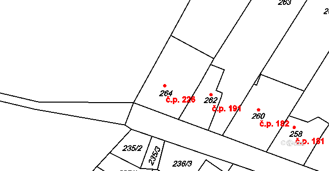 Děčín XXXII-Boletice nad Labem 226, Děčín na parcele st. 264 v KÚ Boletice nad Labem, Katastrální mapa