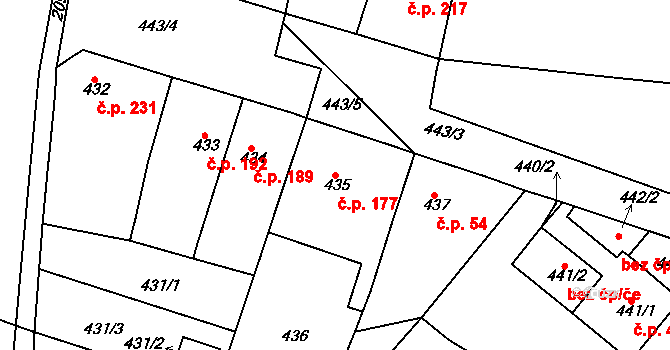 Řetenice 177, Teplice na parcele st. 435 v KÚ Teplice-Řetenice, Katastrální mapa