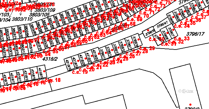 Teplice 24 na parcele st. 3796/15 v KÚ Teplice, Katastrální mapa