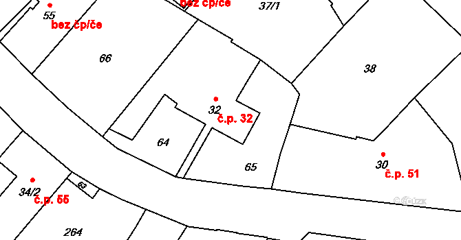 Milostovice 32, Opava na parcele st. 32 v KÚ Milostovice, Katastrální mapa