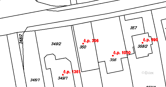 Kylešovice 306, Opava na parcele st. 350 v KÚ Kylešovice, Katastrální mapa