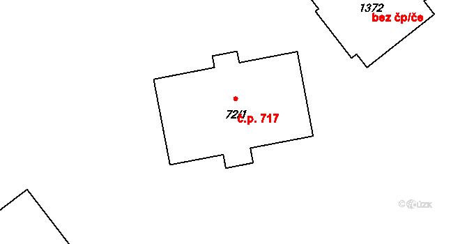 Konská 717, Třinec na parcele st. 72/1 v KÚ Konská, Katastrální mapa