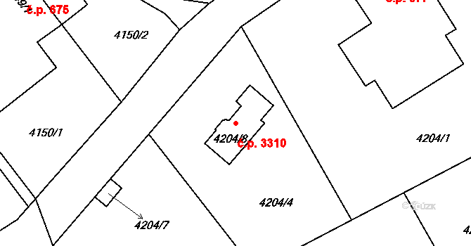 Varnsdorf 3310 na parcele st. 4204/8 v KÚ Varnsdorf, Katastrální mapa