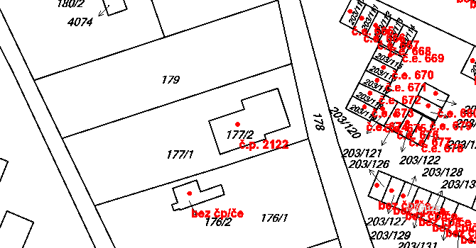 Tachov 2122 na parcele st. 177/2 v KÚ Tachov, Katastrální mapa