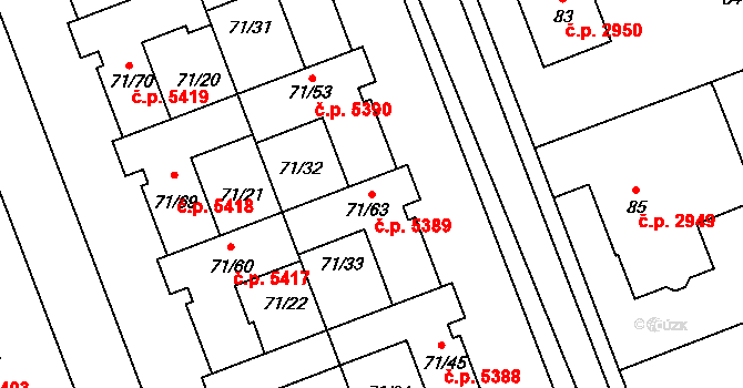 Helenín 5389, Jihlava na parcele st. 71/63 v KÚ Helenín, Katastrální mapa