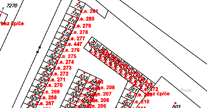 Háje 179, Cheb na parcele st. 507 v KÚ Háje u Chebu, Katastrální mapa