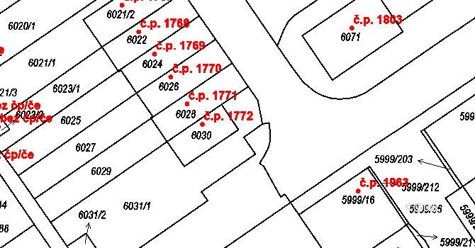 Velké Meziříčí 1772 na parcele st. 6030 v KÚ Velké Meziříčí, Katastrální mapa