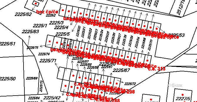 Bučovice 39700569 na parcele st. 2225/24 v KÚ Bučovice, Katastrální mapa