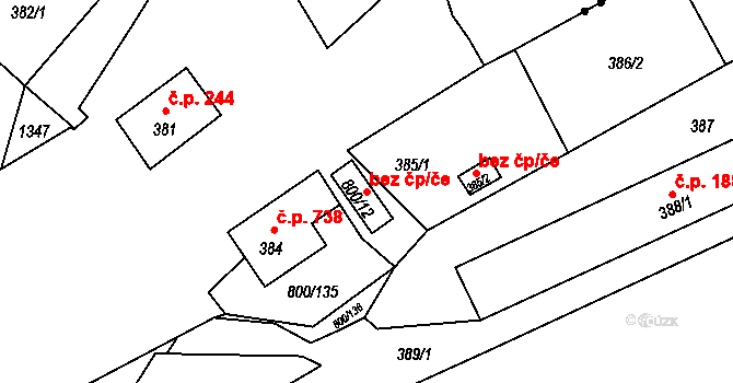 Děčín 41782569 na parcele st. 800/12 v KÚ Podmokly, Katastrální mapa