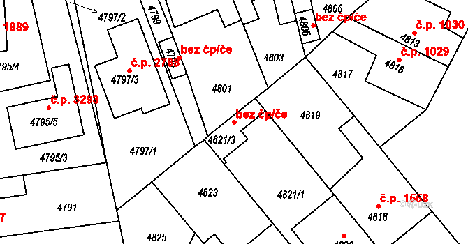 Kladno 41892569 na parcele st. 4821/3 v KÚ Kročehlavy, Katastrální mapa
