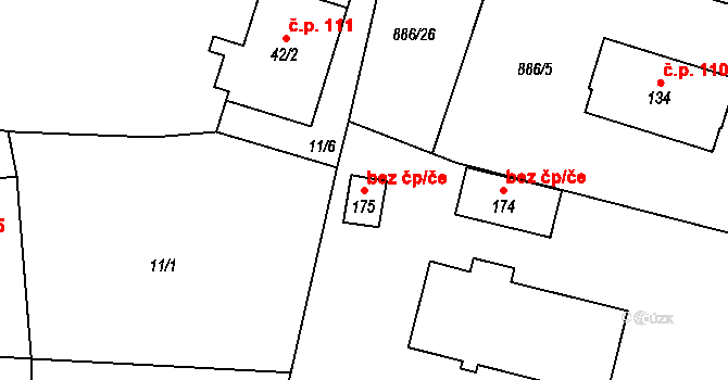 Zavidov 44449569 na parcele st. 175 v KÚ Zavidov, Katastrální mapa