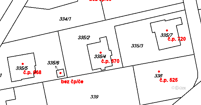 Štěpánkovice 670 na parcele st. 335/4 v KÚ Štěpánkovice, Katastrální mapa