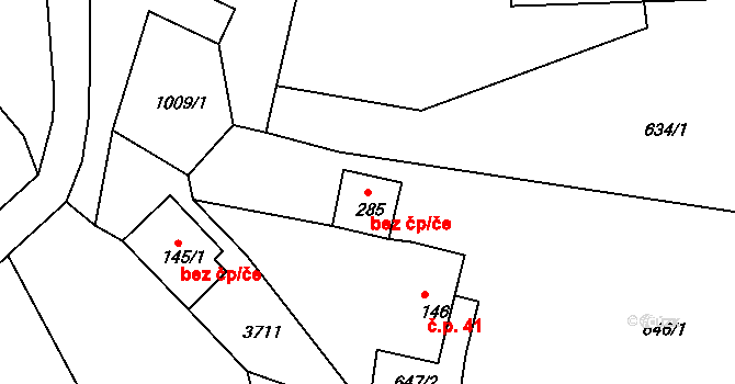 Dubnice 45902569 na parcele st. 285 v KÚ Dubnice pod Ralskem, Katastrální mapa