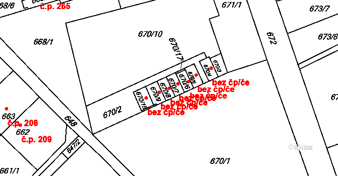 Holešov 48216569 na parcele st. 670/8 v KÚ Všetuly, Katastrální mapa