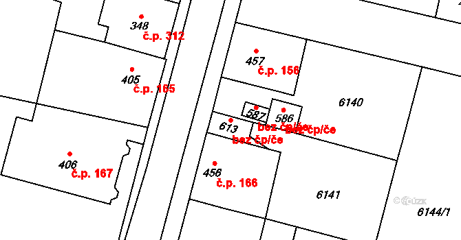 Hrabětice 49171569 na parcele st. 613 v KÚ Hrabětice, Katastrální mapa