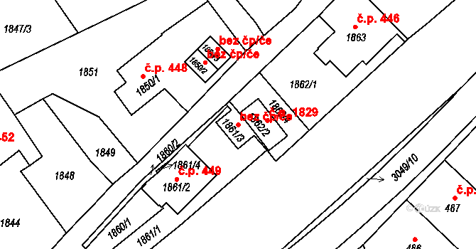 Rychnov nad Kněžnou 49605569 na parcele st. 1861/3 v KÚ Rychnov nad Kněžnou, Katastrální mapa