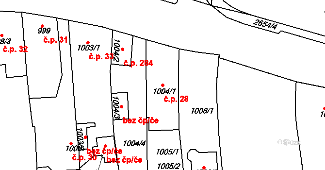 Velké Předměstí 28, Horšovský Týn na parcele st. 1004/1 v KÚ Horšovský Týn, Katastrální mapa