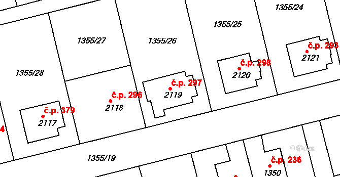 Sušice III 297, Sušice na parcele st. 2119 v KÚ Sušice nad Otavou, Katastrální mapa