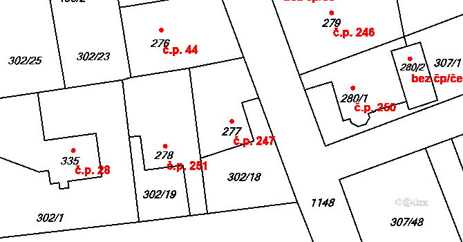 Velká Ves 247, Broumov na parcele st. 277 v KÚ Velká Ves u Broumova, Katastrální mapa