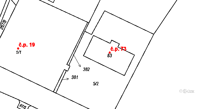 Čepí 73 na parcele st. 83 v KÚ Čepí, Katastrální mapa