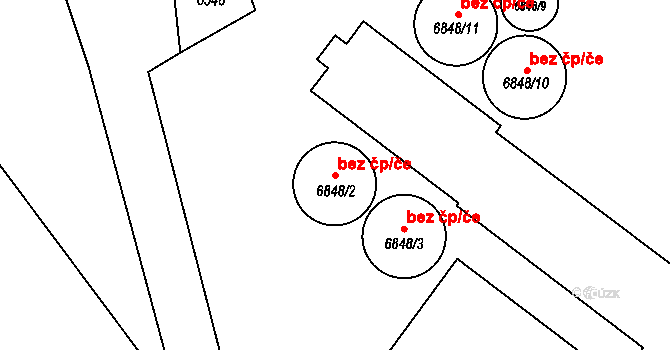 Šardice 90724569 na parcele st. 6848/2 v KÚ Šardice, Katastrální mapa