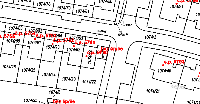 Jihlava 107394570 na parcele st. 1074/184 v KÚ Jihlava, Katastrální mapa