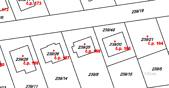 Přerov VIII-Henčlov 166, Přerov na parcele st. 239/25 v KÚ Henčlov, Katastrální mapa