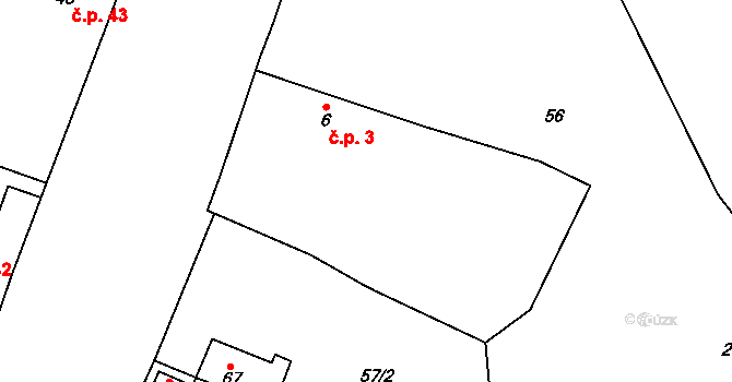 Schořov 3 na parcele st. 6 v KÚ Schořov, Katastrální mapa