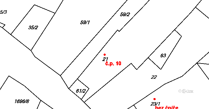 Bezděkov 10, Toužim na parcele st. 21 v KÚ Bezděkov u Prachomet, Katastrální mapa