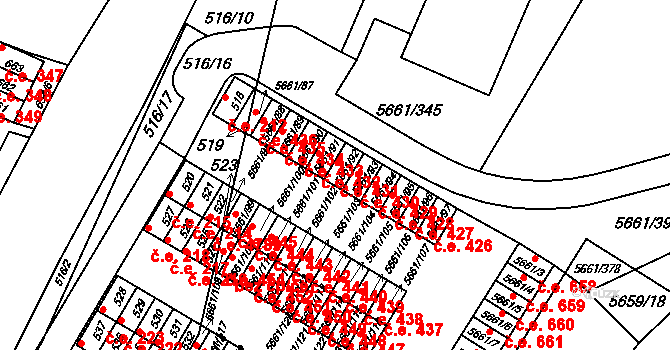 Jihlava 432 na parcele st. 5661/91 v KÚ Jihlava, Katastrální mapa
