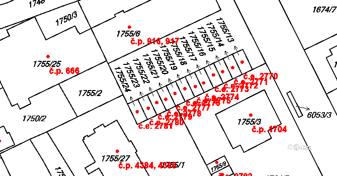 Jihlava 2777 na parcele st. 1755/20 v KÚ Jihlava, Katastrální mapa