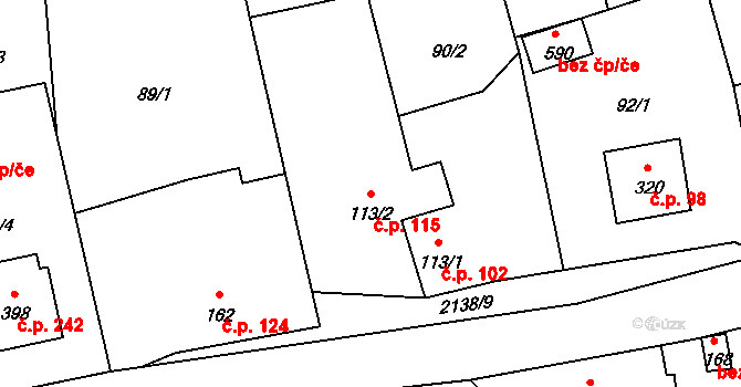 Čechtice 115 na parcele st. 113/2 v KÚ Čechtice, Katastrální mapa
