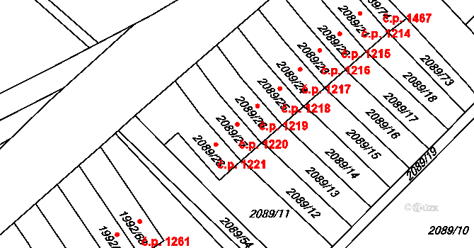Mnichovo Hradiště 1220 na parcele st. 2089/27 v KÚ Mnichovo Hradiště, Katastrální mapa