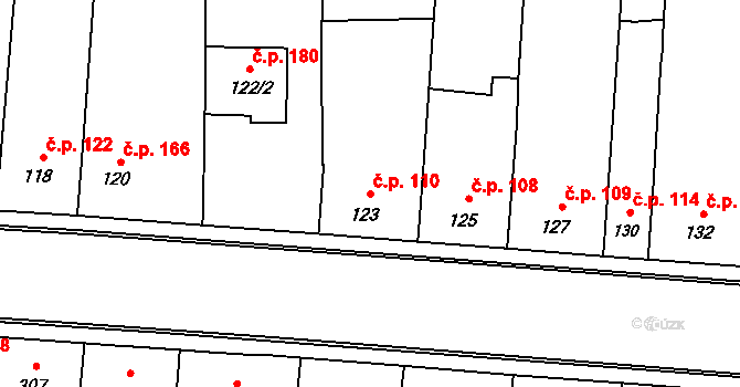 Daskabát 110 na parcele st. 123 v KÚ Daskabát, Katastrální mapa