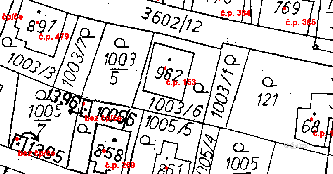 Cvikov II 153, Cvikov na parcele st. 982 v KÚ Cvikov, Katastrální mapa