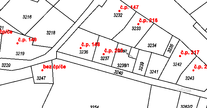 Mimoň I 203, Mimoň na parcele st. 3237 v KÚ Mimoň, Katastrální mapa