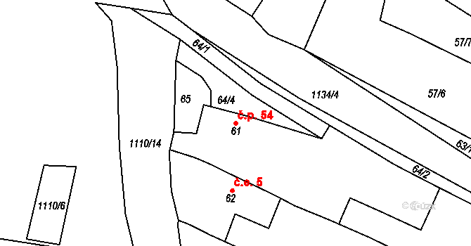 Sukorady 54, Snědovice na parcele st. 61 v KÚ Sukorady, Katastrální mapa