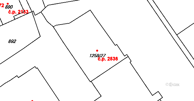Ústí nad Labem-centrum 2536, Ústí nad Labem na parcele st. 1258/27 v KÚ Ústí nad Labem, Katastrální mapa