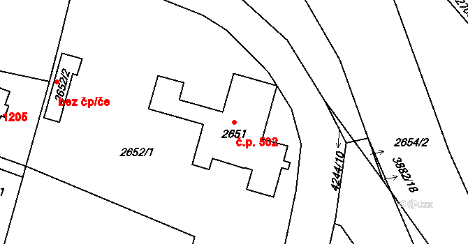 Žamberk 502 na parcele st. 2651 v KÚ Žamberk, Katastrální mapa