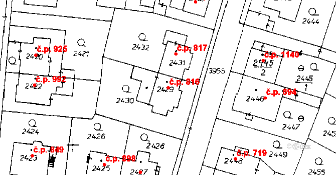 Poděbrady III 816, Poděbrady na parcele st. 2429 v KÚ Poděbrady, Katastrální mapa