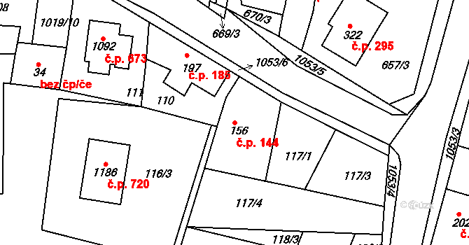 Bohosudov 144, Krupka na parcele st. 156 v KÚ Bohosudov, Katastrální mapa
