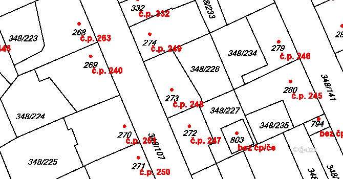 Černčice 248 na parcele st. 273 v KÚ Černčice u Loun, Katastrální mapa