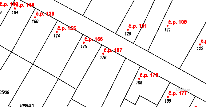 Čečelice 157 na parcele st. 176 v KÚ Čečelice, Katastrální mapa