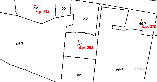 Liboc 294, Praha na parcele st. 56 v KÚ Liboc, Katastrální mapa