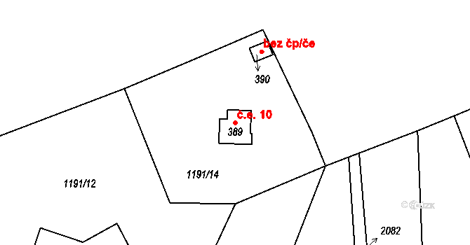 Polesí 10, Rynoltice na parcele st. 389 v KÚ Polesí u Rynoltic, Katastrální mapa