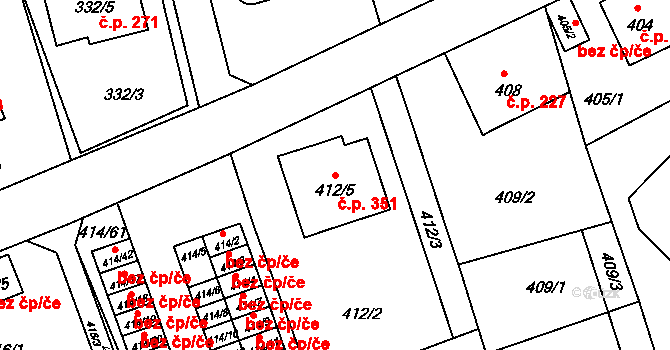 Liberec XIII-Nové Pavlovice 351, Liberec na parcele st. 412/5 v KÚ Nové Pavlovice, Katastrální mapa