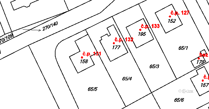 Džbánov 132 na parcele st. 177 v KÚ Džbánov u Vysokého Mýta, Katastrální mapa