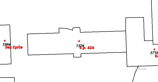 Ústí nad Orlicí 424 na parcele st. 1324 v KÚ Ústí nad Orlicí, Katastrální mapa